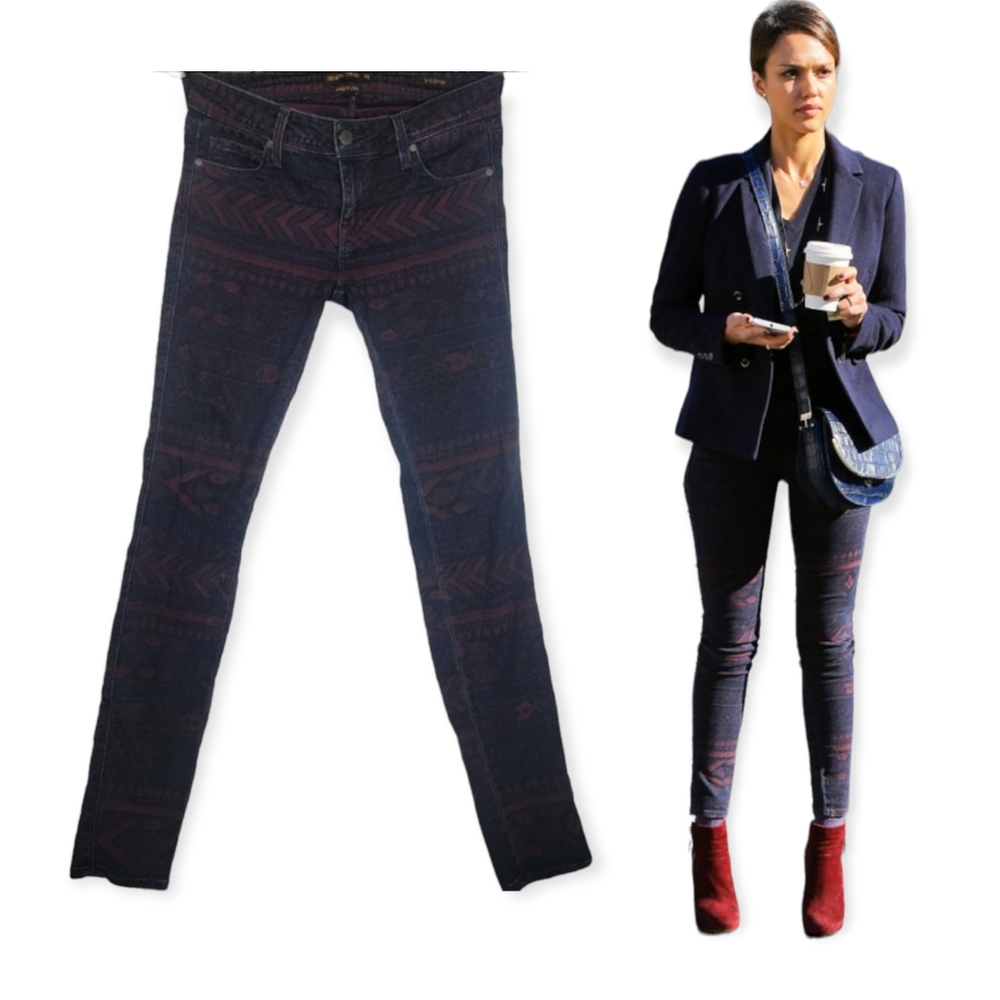 Genetic Denim The Shya Aztec Print Mid-Rise Skinny Jean, EUC, size 26